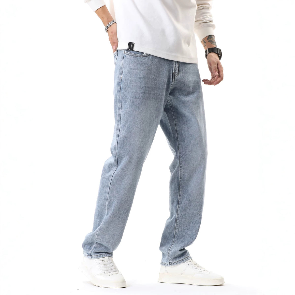 Gerade Herrenjeans mit Retro-Waschung