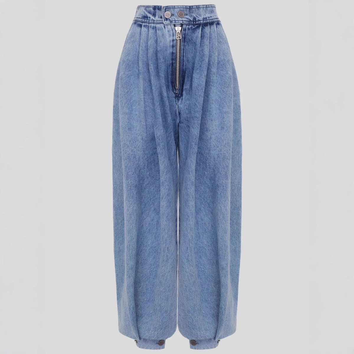 Jean taille haute avec liens aux jambes
