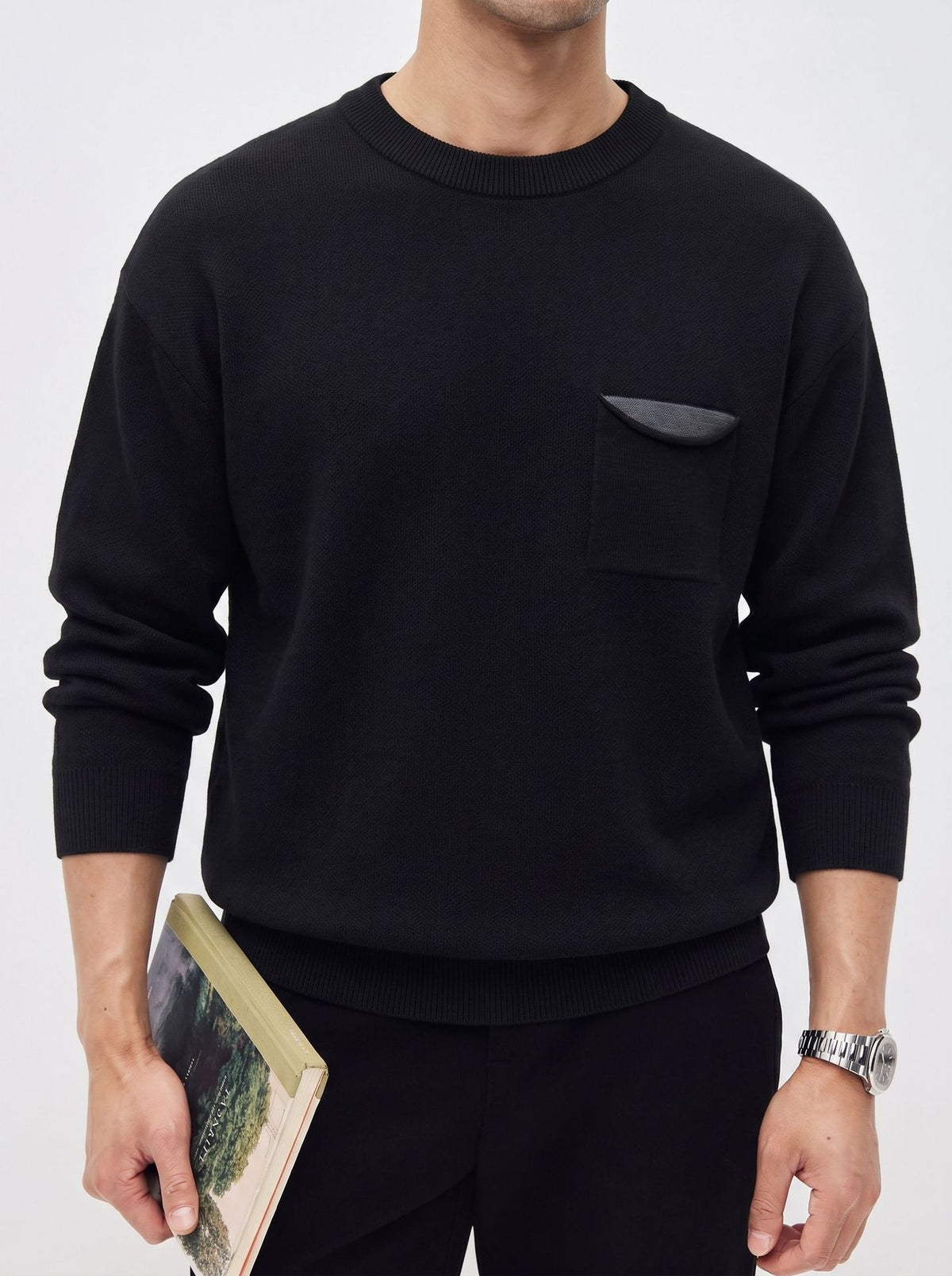Basic-Herrenpullover mit Rundhalsausschnitt