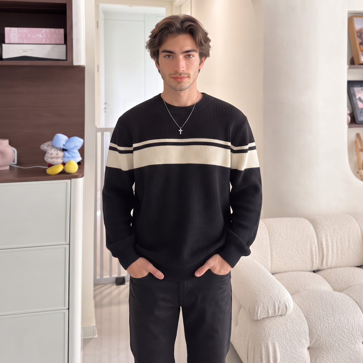 Couples Irregular-Cut Knit Sweater