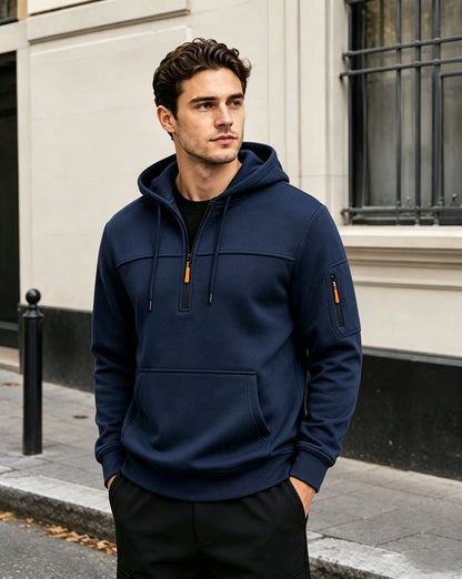 Sudadera multibolsillos con capucha y cremallera