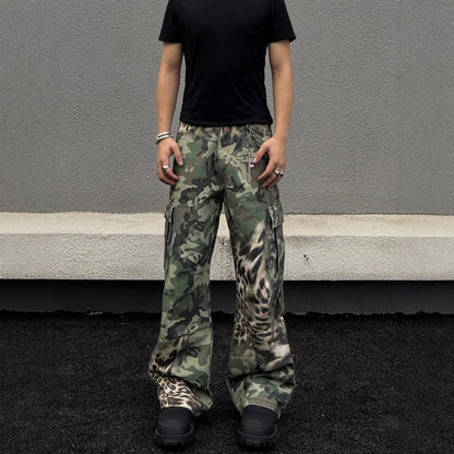 Leopard-Camouflage Wide-Leg Jeans