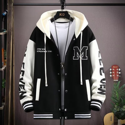 Colour-Block Hooded Sweatshirt Jacket