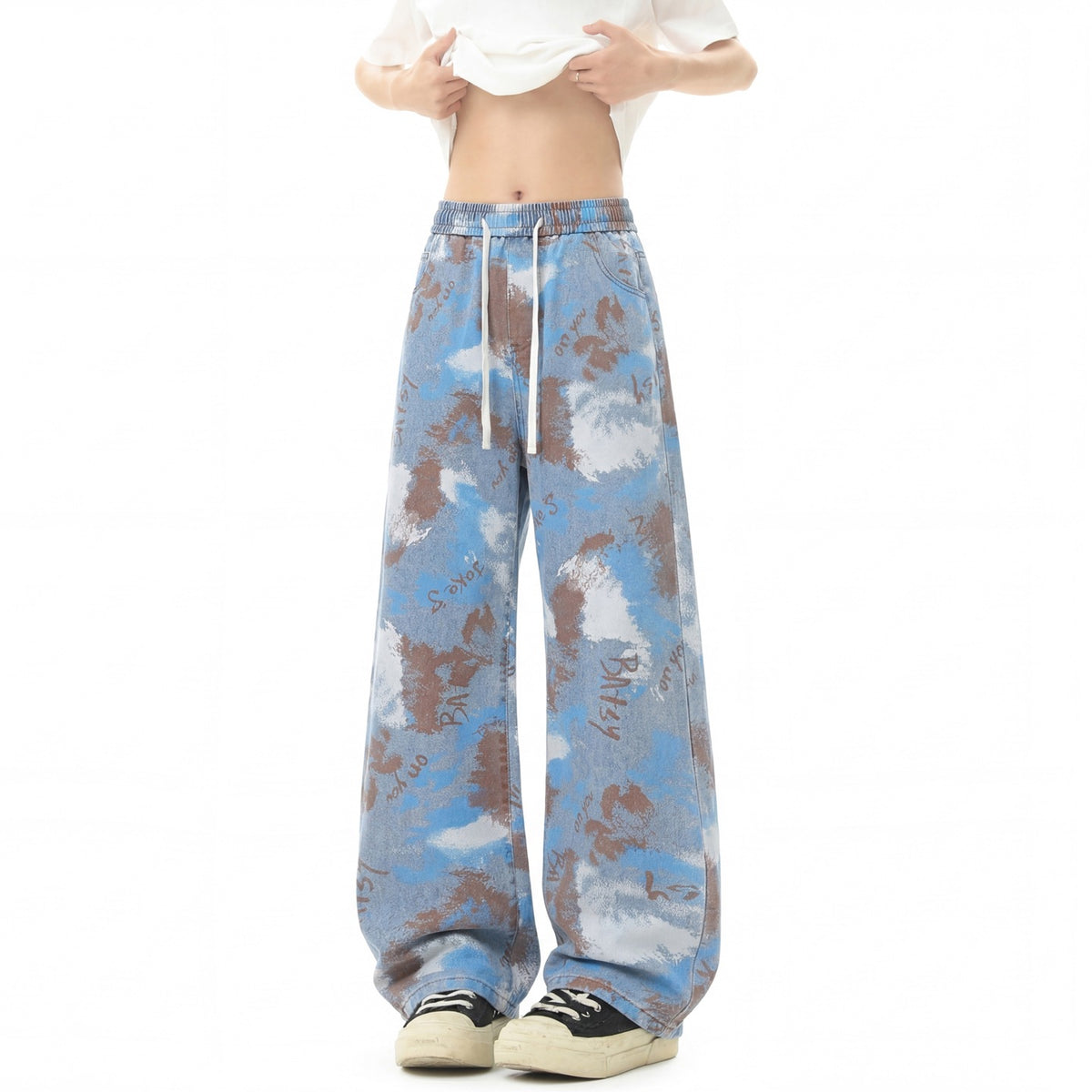 Printed Straight-Leg Lyocell Trousers