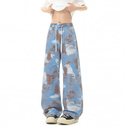 Printed Straight-Leg Lyocell Trousers