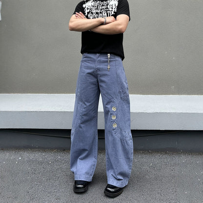 Weite Herrenjeans mit Sternen-Patchwork