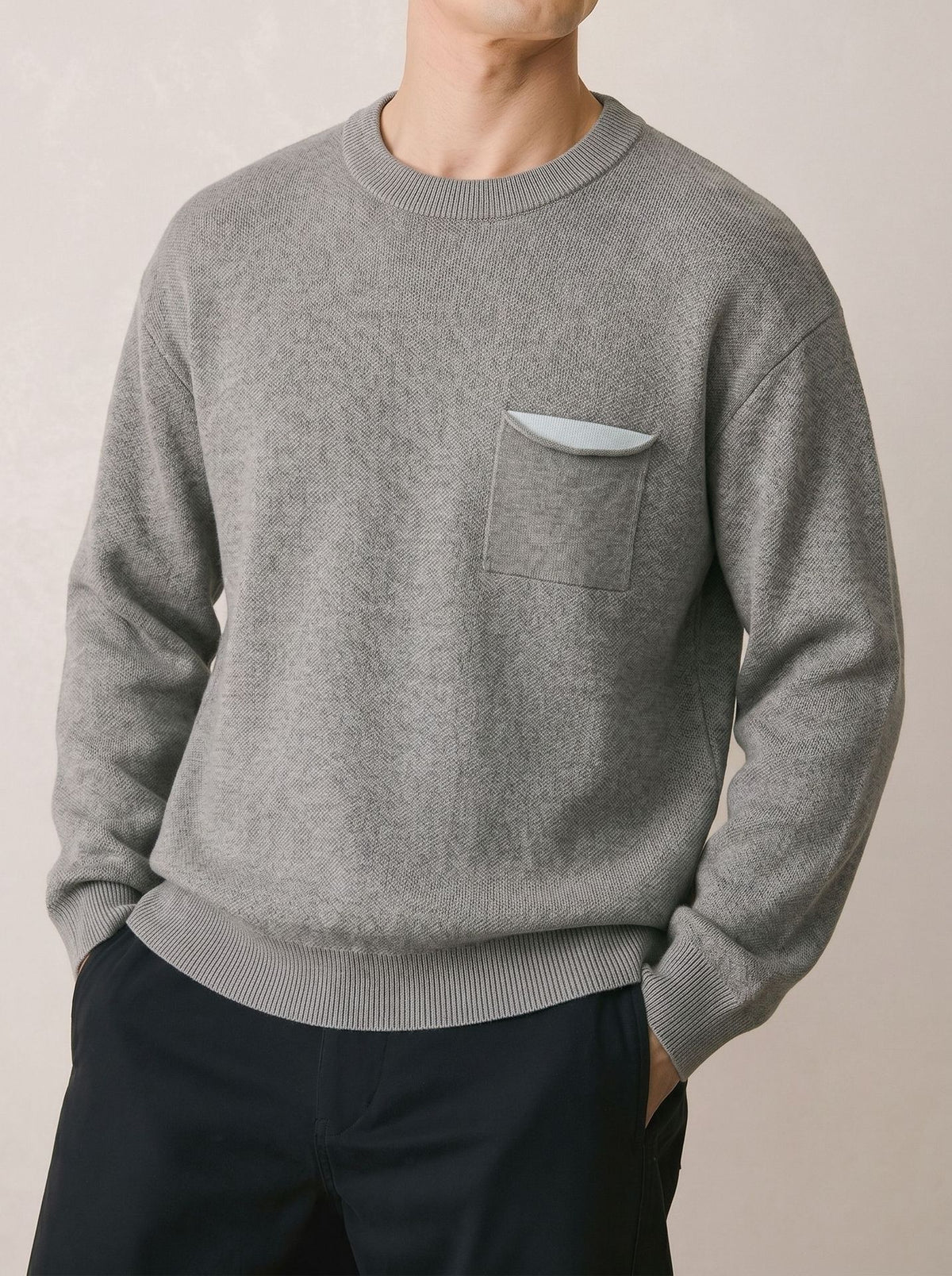 Basic-Herrenpullover mit Rundhalsausschnitt