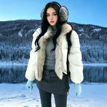 Faux-Fur Collar Short Puffer Jacket