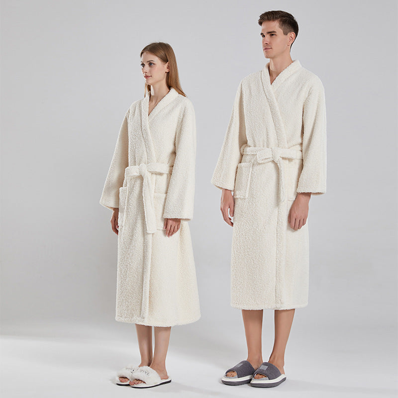 Korallenfleece-Bademantel mit V-Ausschnitt für Paare