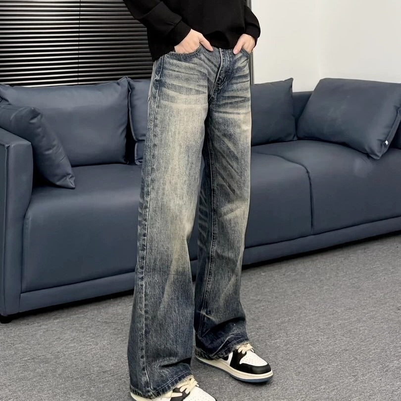 Vintage-Wash Relaxed Denim Jeans