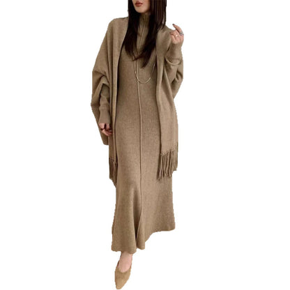 Sleeveless High-Neck Knit Dress