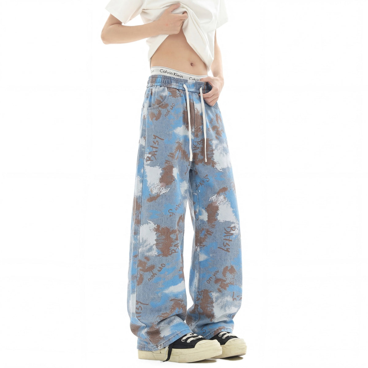 Printed Straight-Leg Lyocell Trousers