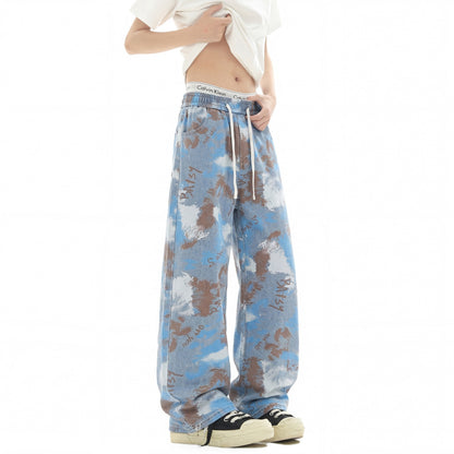 Printed Straight-Leg Lyocell Trousers