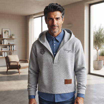 Appliqué Plaid Hooded Sweatshirt