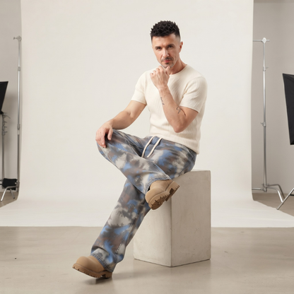 Pantalones rectos de lyocell estampados