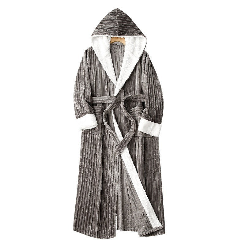 Hooded Flannel Couples Bathrobe