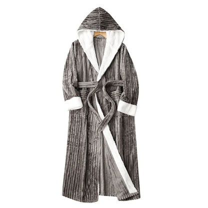 Hooded Flannel Couples Bathrobe