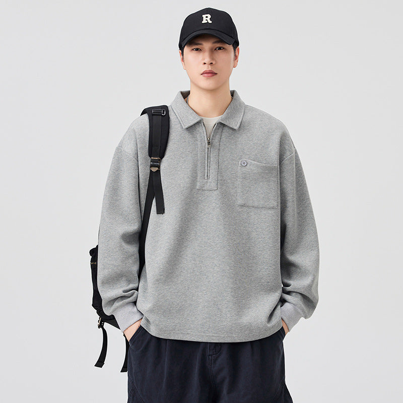 Half-Zip Long-Sleeve Polo Shirt