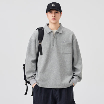 Half-Zip Long-Sleeve Polo Shirt