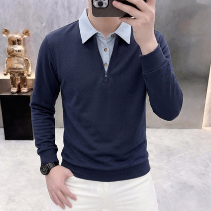 Layered-Look Collared Sweatshirt