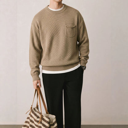 Basic-Herrenpullover mit Rundhalsausschnitt