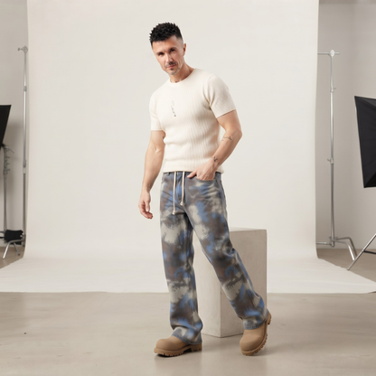 Pantalones rectos de lyocell estampados