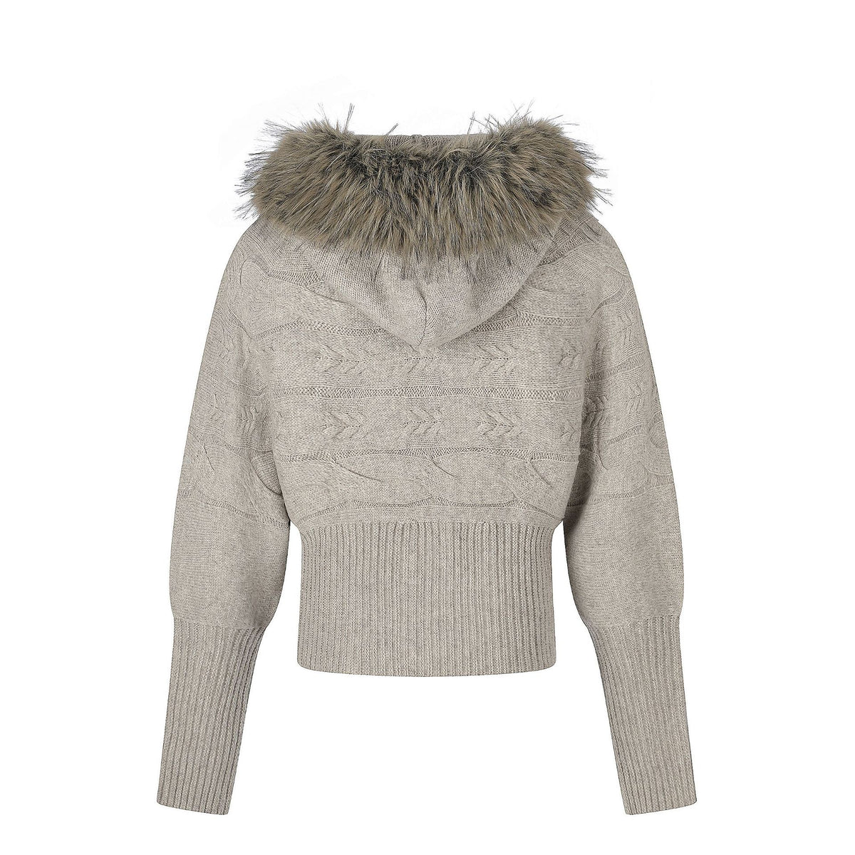 Damen-Zopfmuster-Cardigan mit Kapuze