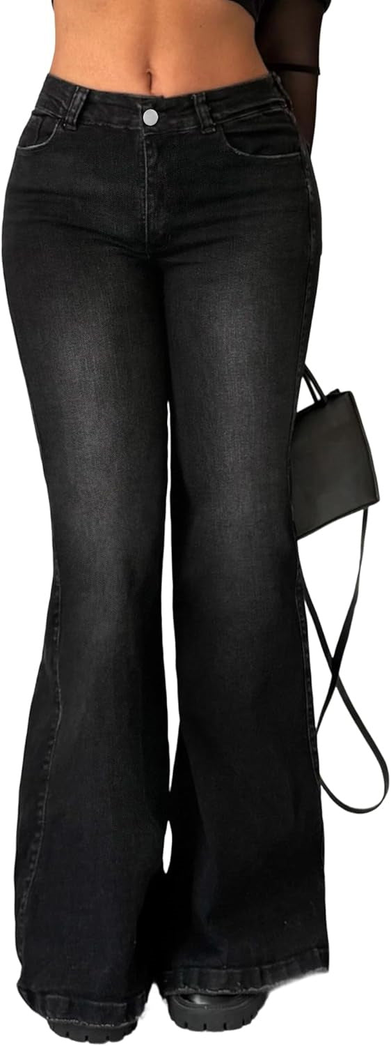 Jean évasé femme taille mi-haute