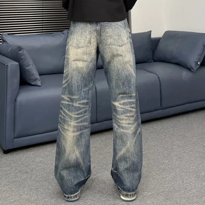 Vintage-Wash Relaxed Denim Jeans