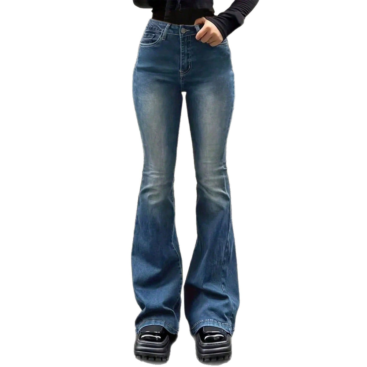 Jean évasé femme taille mi-haute