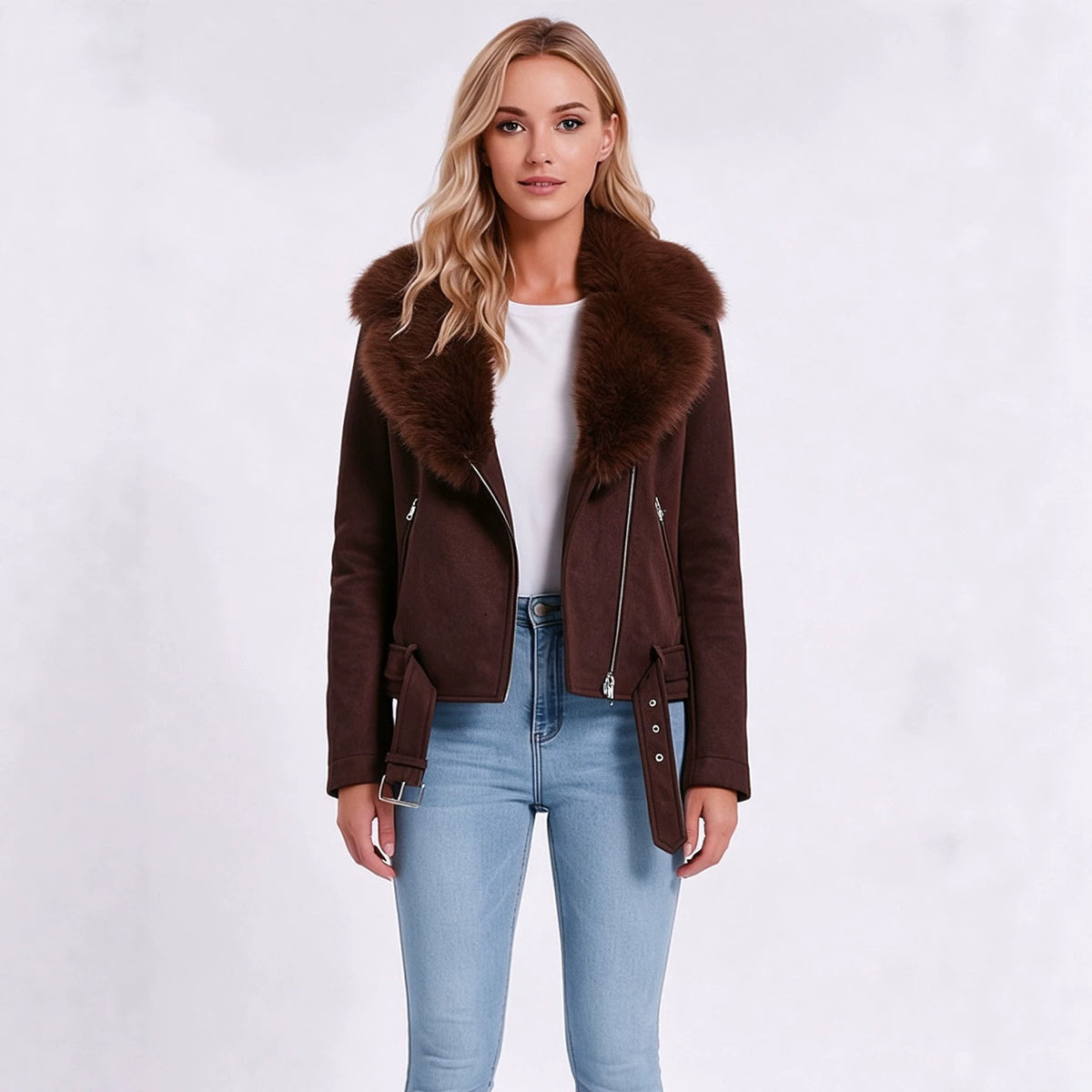Giacca biker in similpelle con cappuccio rimovibile