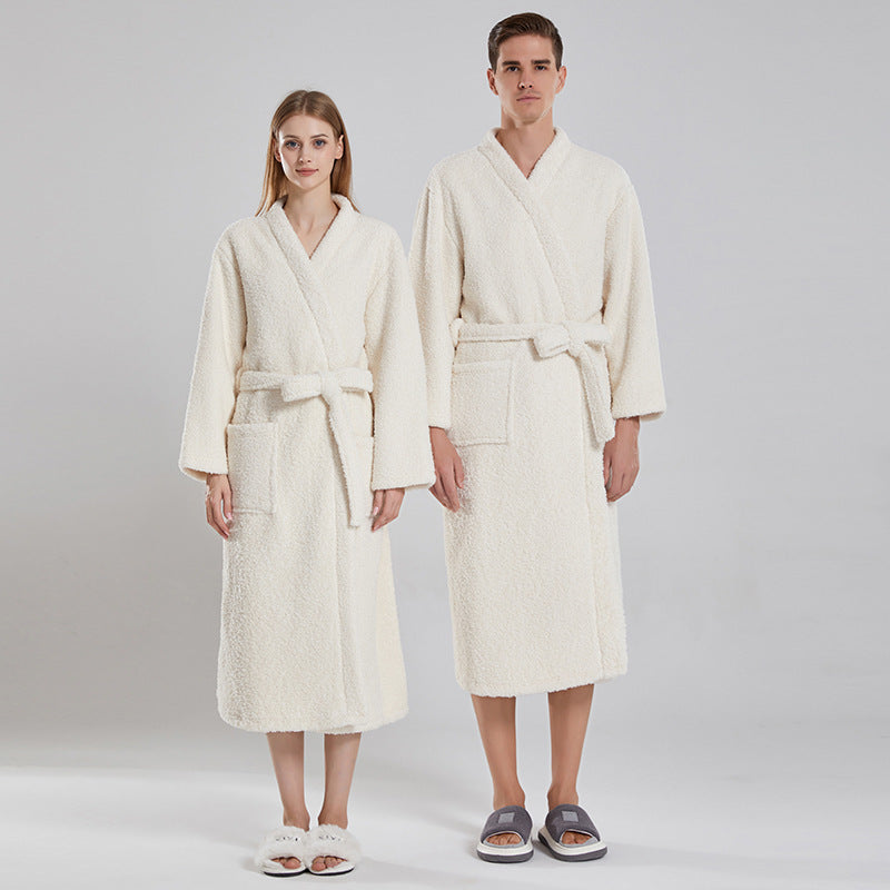 Korallenfleece-Bademantel mit V-Ausschnitt für Paare