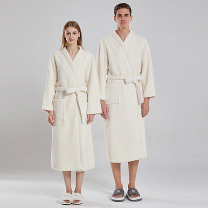 Korallenfleece-Bademantel mit V-Ausschnitt für Paare