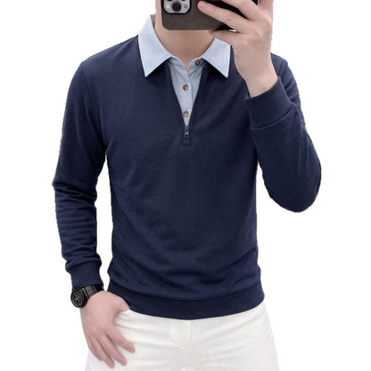 Layered-Look Collared Sweatshirt