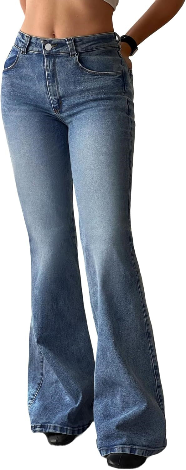 Jean évasé femme taille mi-haute