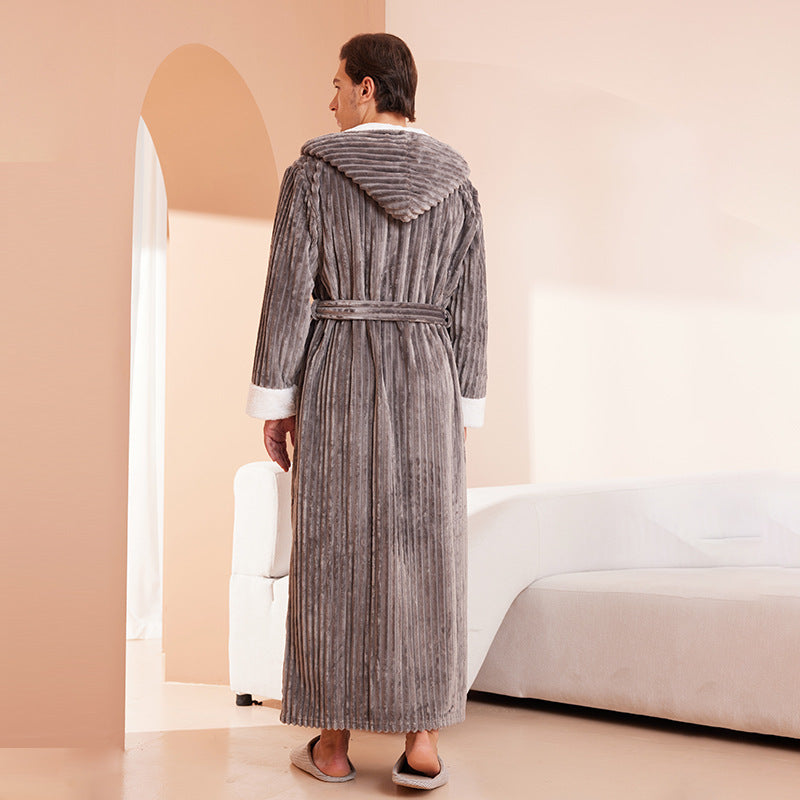 Hooded Flannel Couples Bathrobe