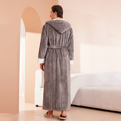 Hooded Flannel Couples Bathrobe