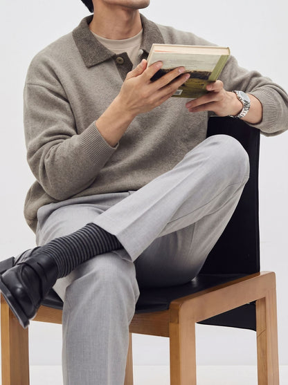 Herren-Colorblock-Pullover mit Reverskragen