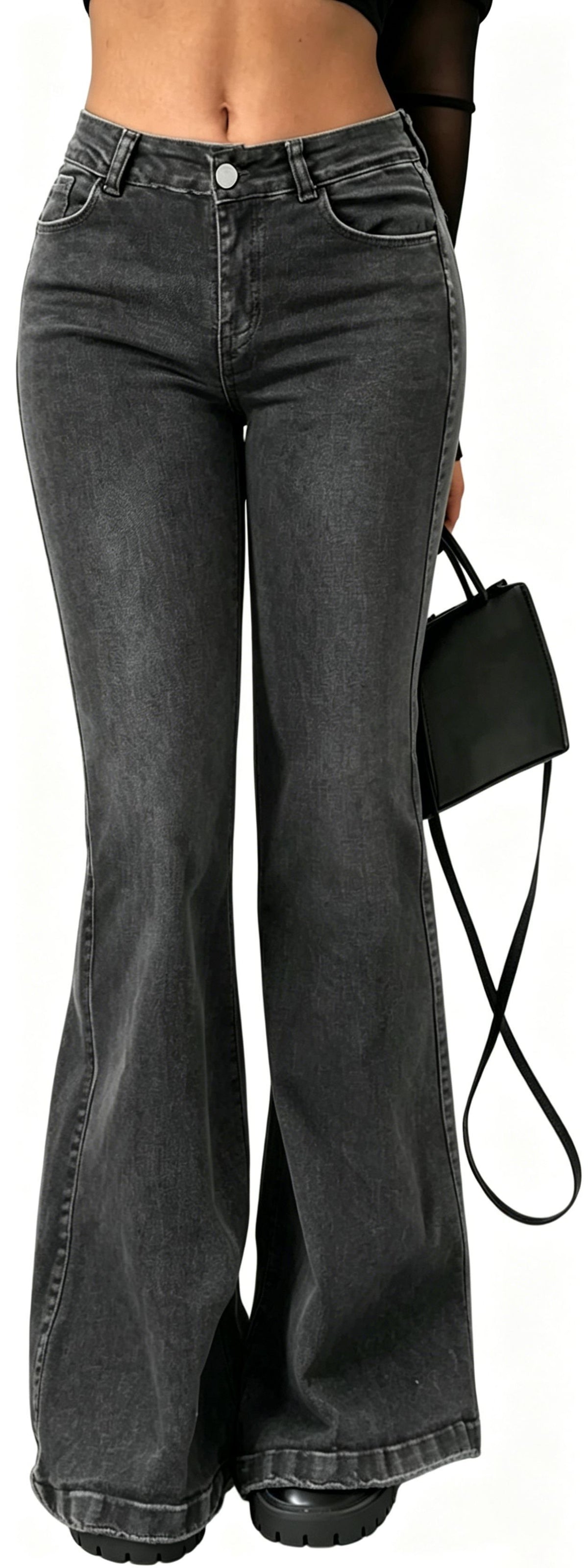 Jean évasé femme taille mi-haute