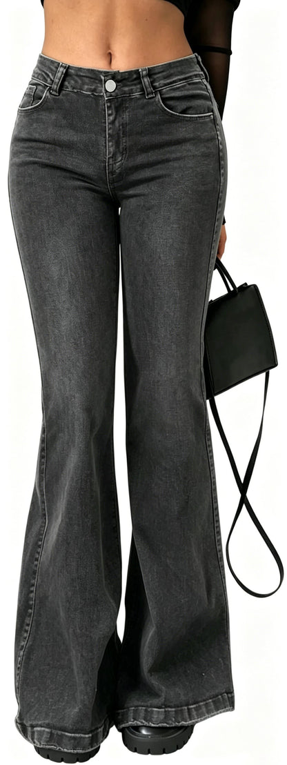 Jean évasé femme taille mi-haute