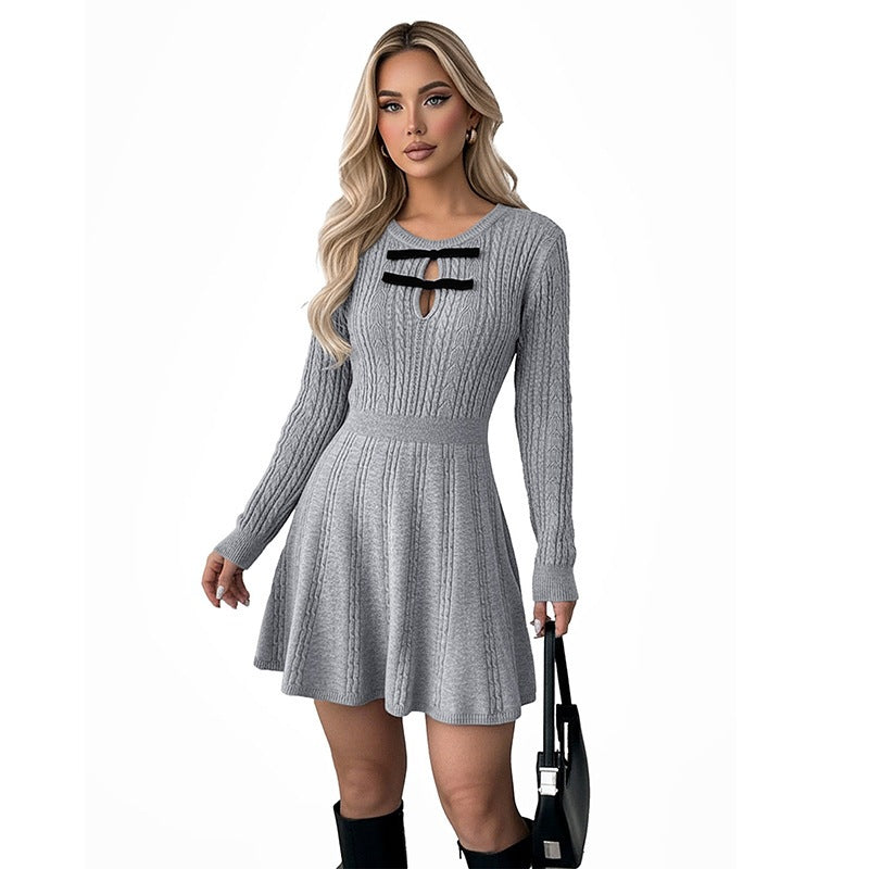 High-Neck Knit Mini Dress