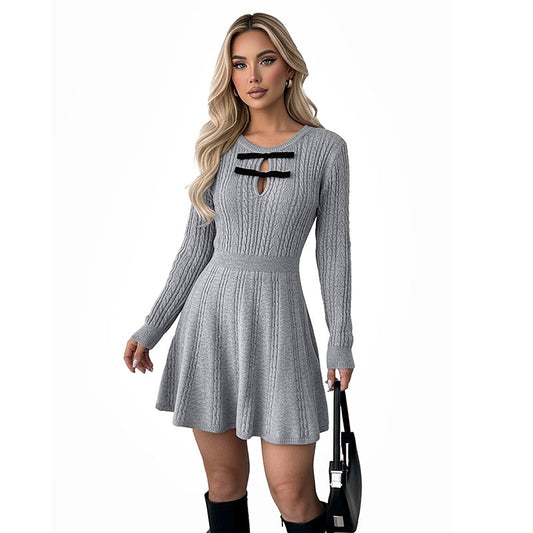 High-Neck Knit Mini Dress