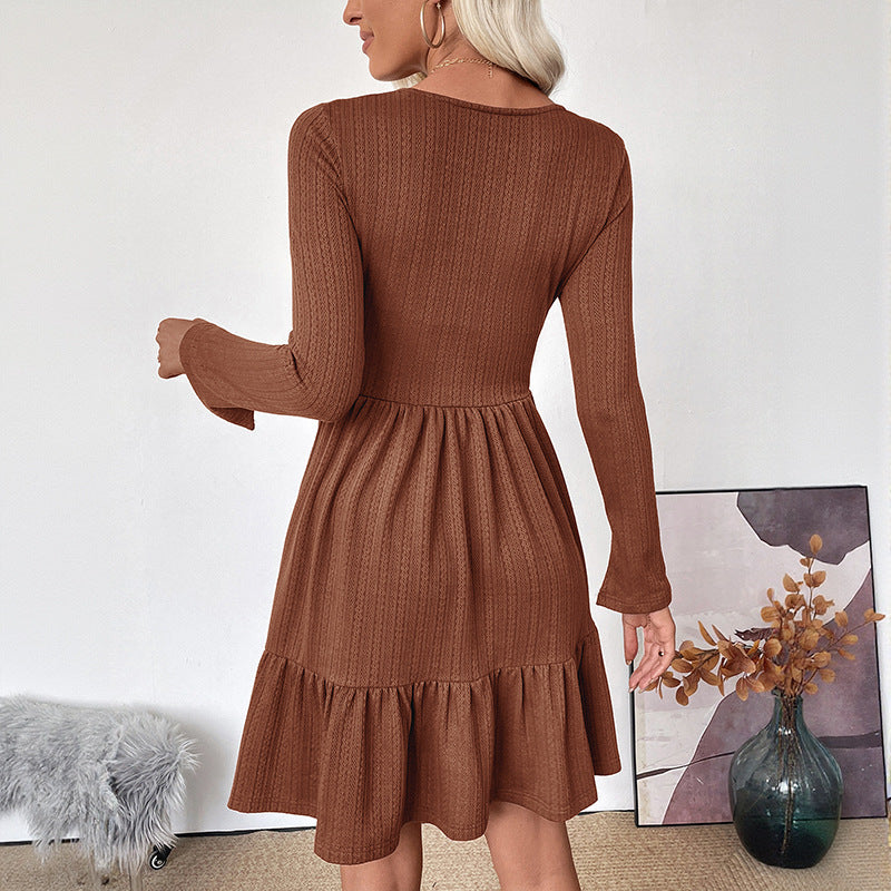 Square-Neck Textured Mini Dress