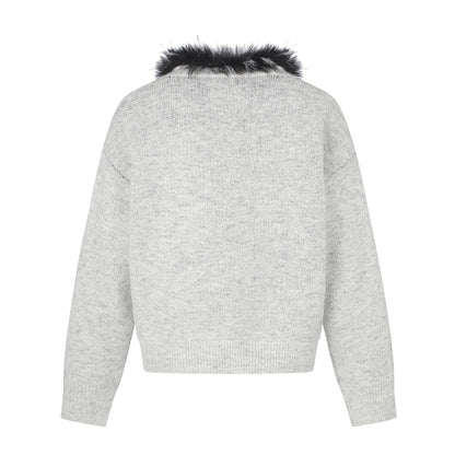 Strickcardigan mit Welpen-Jacquard