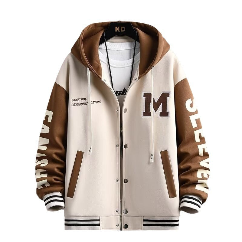 Colour-Block Hooded Sweatshirt Jacket