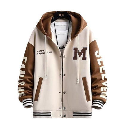 Colour-Block Hooded Sweatshirt Jacket