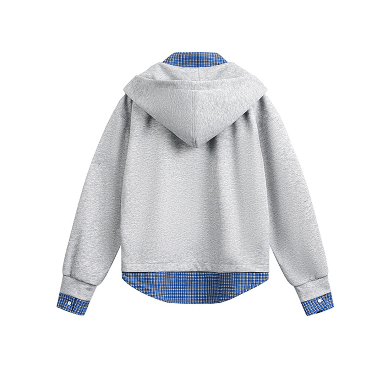 Appliqué Plaid Hooded Sweatshirt