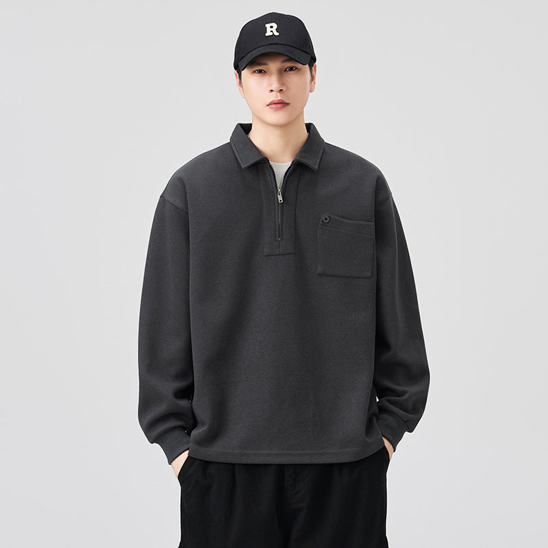 Half-Zip Long-Sleeve Polo Shirt