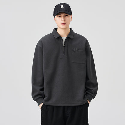 Half-Zip Long-Sleeve Polo Shirt