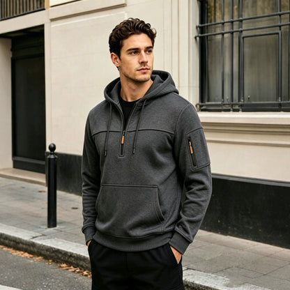 Sudadera multibolsillos con capucha y cremallera